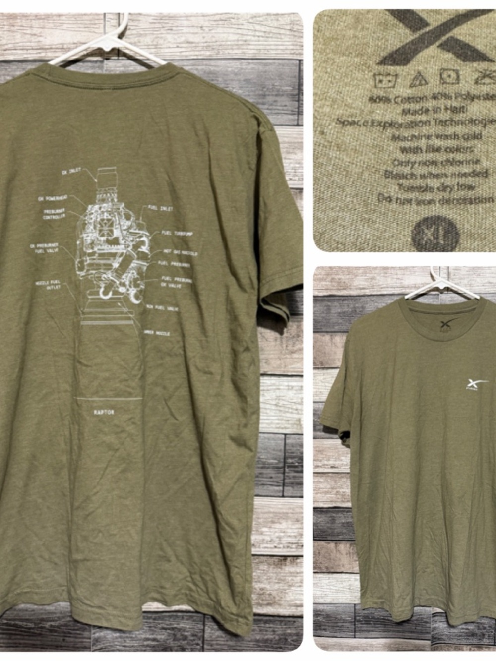 SpaceX Starship Graphic T Shirt Men’s XL Green Short Sleeve
